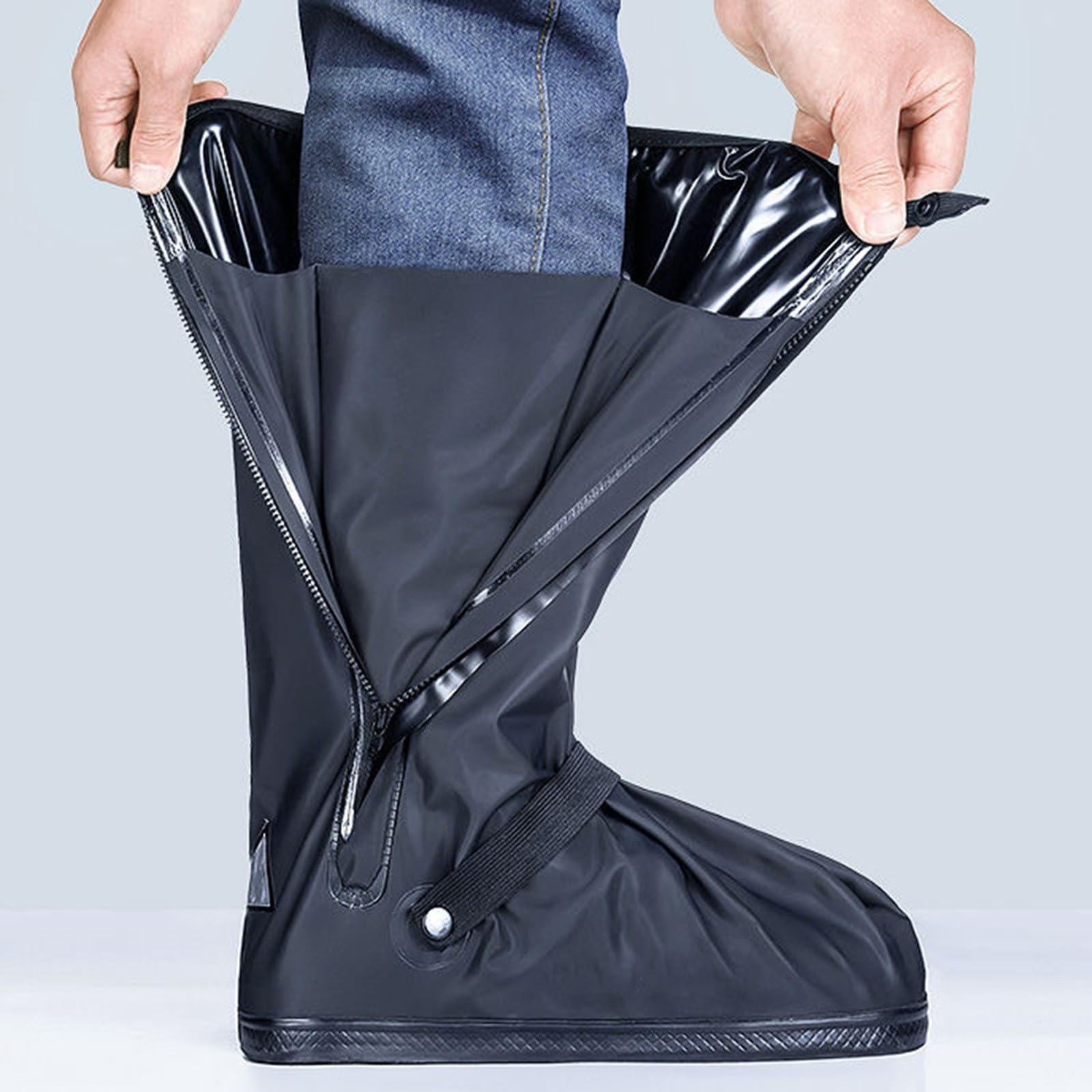 Generisch Gummistiefel Damen Herren Wasserdicht Überschuhe Motorrad Regenüberschuhe Wiederverwendbare Schuhüberzieher Rutschfeste Regen Schuhe für Regen Schnee Motorradstiefel Abdeckung Regenschutz