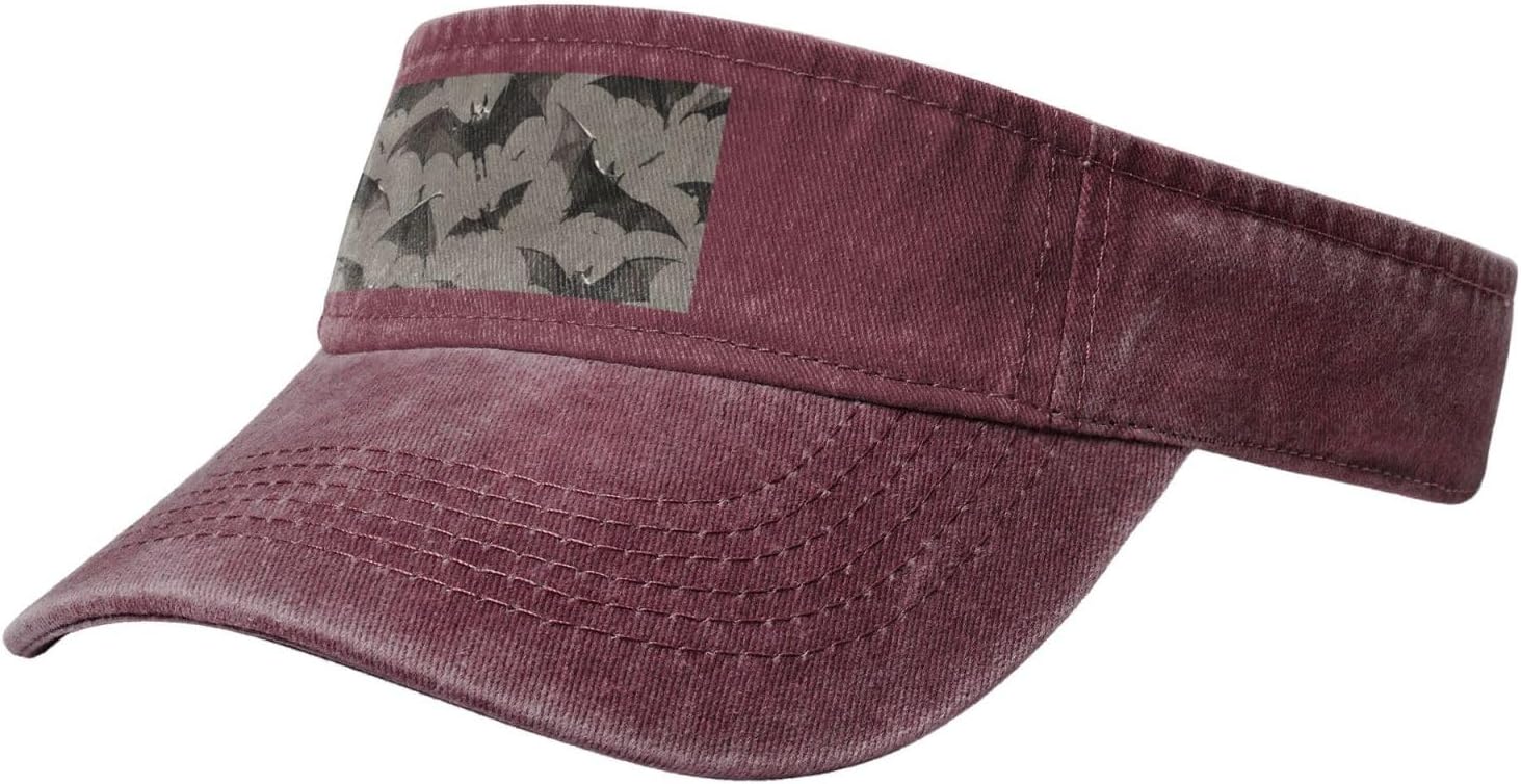 Halloween Bats Grey Print Sport Sun Visor Hats Cotton Ball Caps Empty Top Baseball Sun Cap for Men Women