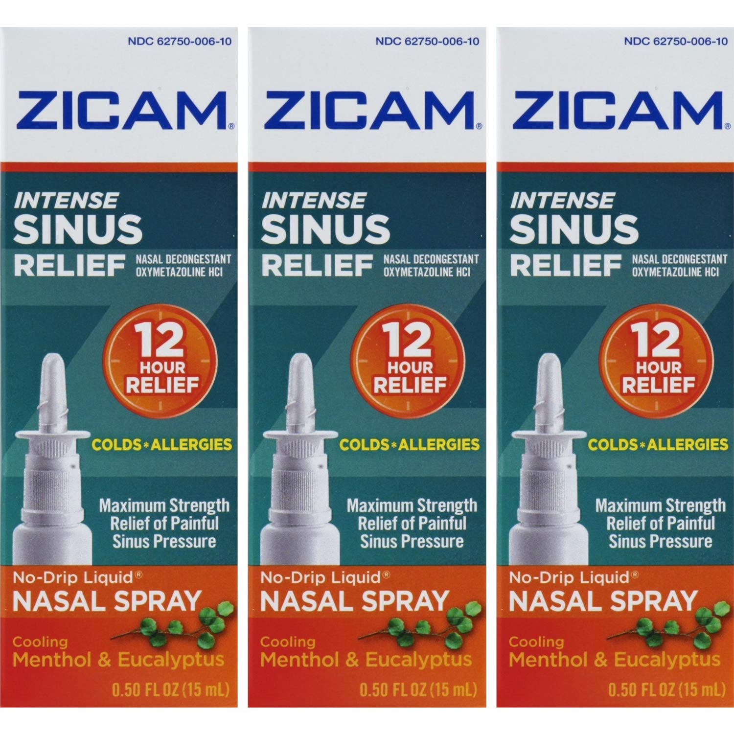 Zicam Intense Sinus Relief, Cooling Menthol & Eucalyptus Pump 0.5 fl oz (Quantity of 3)