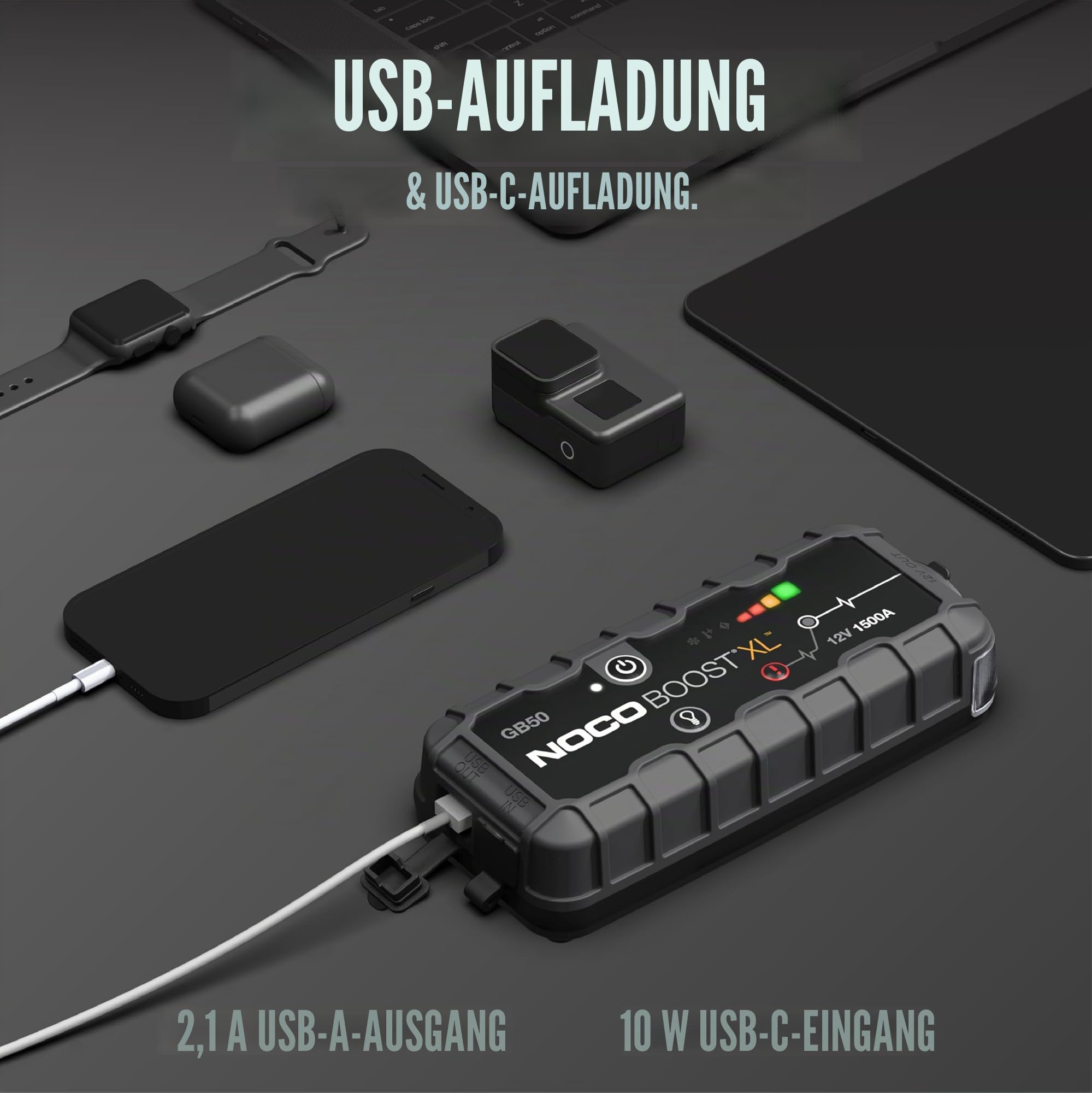 NOCO Boost GB50: 1500A UltraSafe Starthilfe Powerbank – 12V Lithium-Starthilfegerät & Starterkabel – Tragbarer Booster für Benziner bis 7,0L & Diesel bis 4,5L