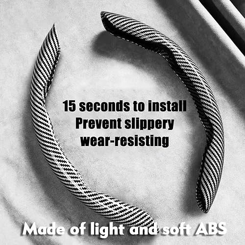 Vista 78 de WOCOCN 2 fundas para volante de automóvil, protector antideslizante de fibra de carbono para hombres y mujeres, múltiples opciones de color, Beige