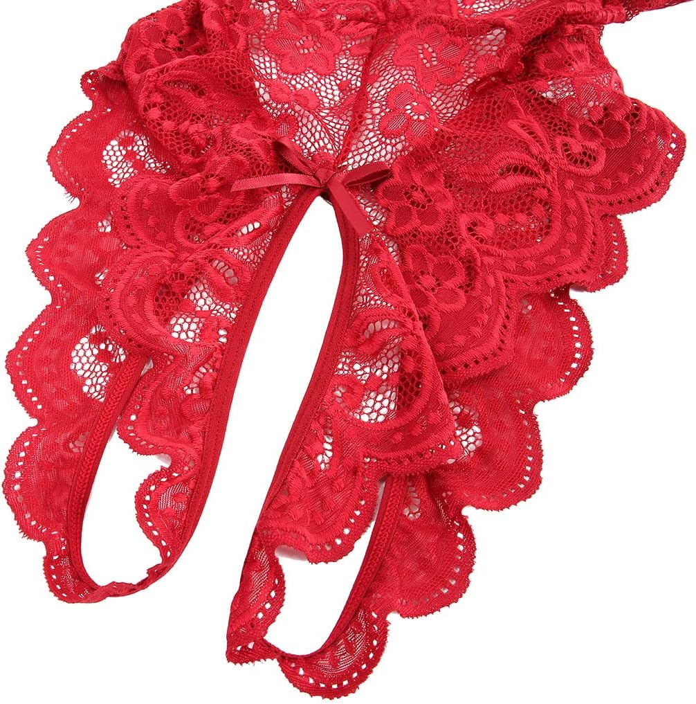 Women's Sexy Lingerie One Piece Women Deep V Teddy Floral Lace Bodysuit Babydoll - Image 6