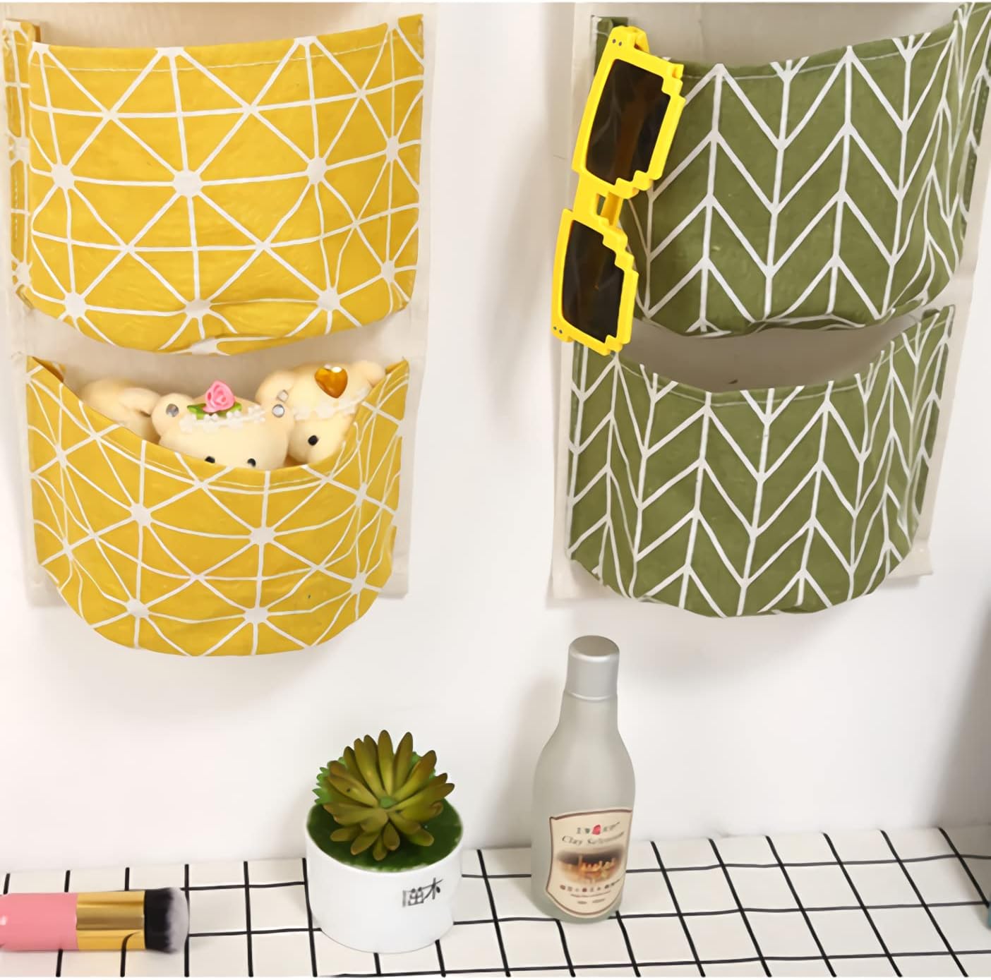 Hanging Storage Bag, Wall Mounted 3 Bags Nursery Storage Bag Over The Door Storage Pockets Fabric Wall Door Closet Hanging Storage Bag Organizer 2 Packs Lovely Arrow01 - Image 2