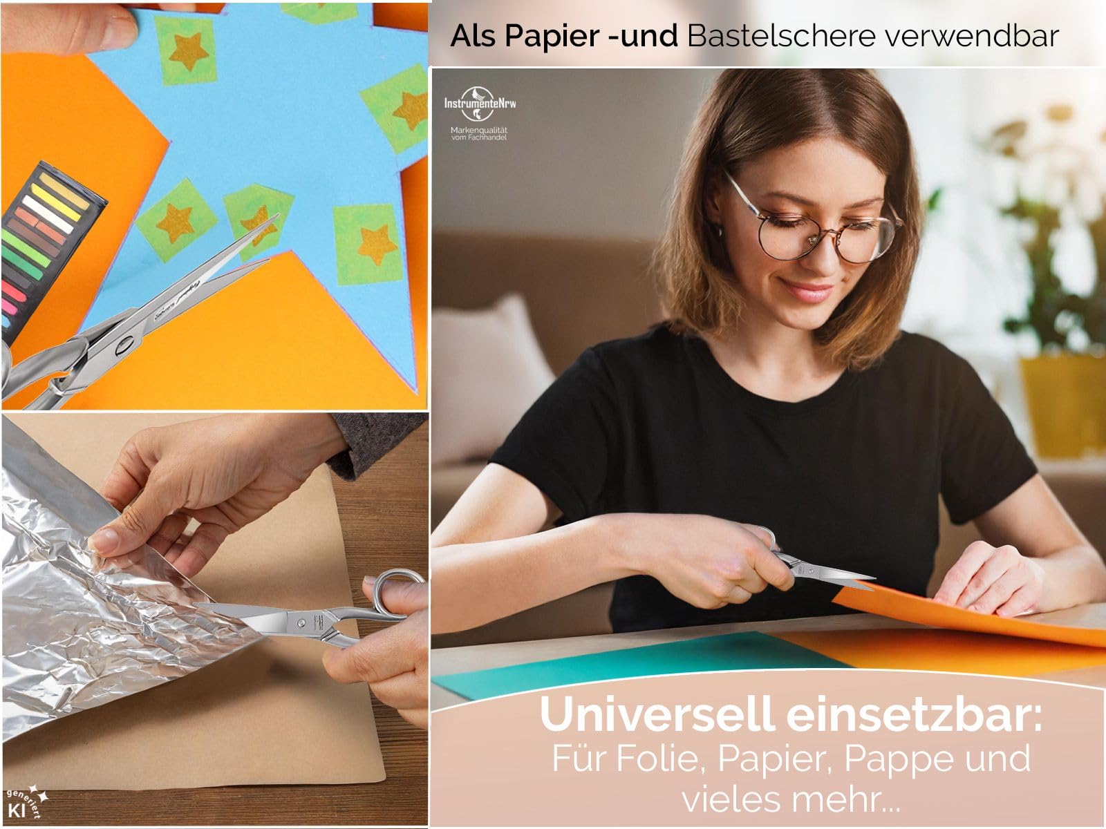 Haushaltsschere Solingen Küchenschere Allzweckschere 5 Zoll Made in Germany | Universal Schere Edelstahl Rostfrei mit einseitiger Mikroverzahnung perfekt für Haushaltsarbeiten 12,7 cm