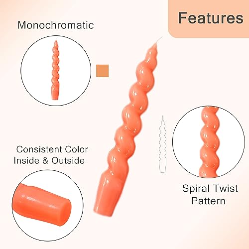 Miniatura 6 de Vela cónica en espiral, velas trenzadas, sin humo, velas cónicas de otoño, velas cortas sin perfume para relajación, ambiente y ocasiones especiales