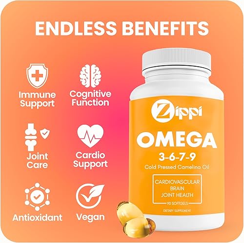Miniatura 4 de Zippi Omega 3-6-7-9 Camelina Softgels - Suplemento de ácidos grasos Omega 3-6-7-9 a base de plantas Ayuda a apoyar el cerebro, hígado,