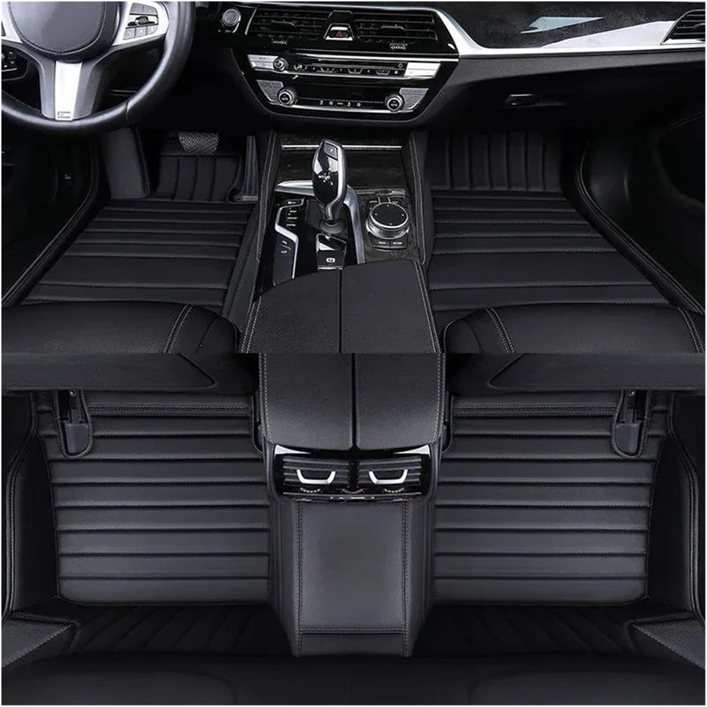 Floor Mat Set For Geometry C 2020 2021 2022 5seats Artificial Leather Car Floor Mats Leather Carpets(Carbon Fiber 4Pcs)