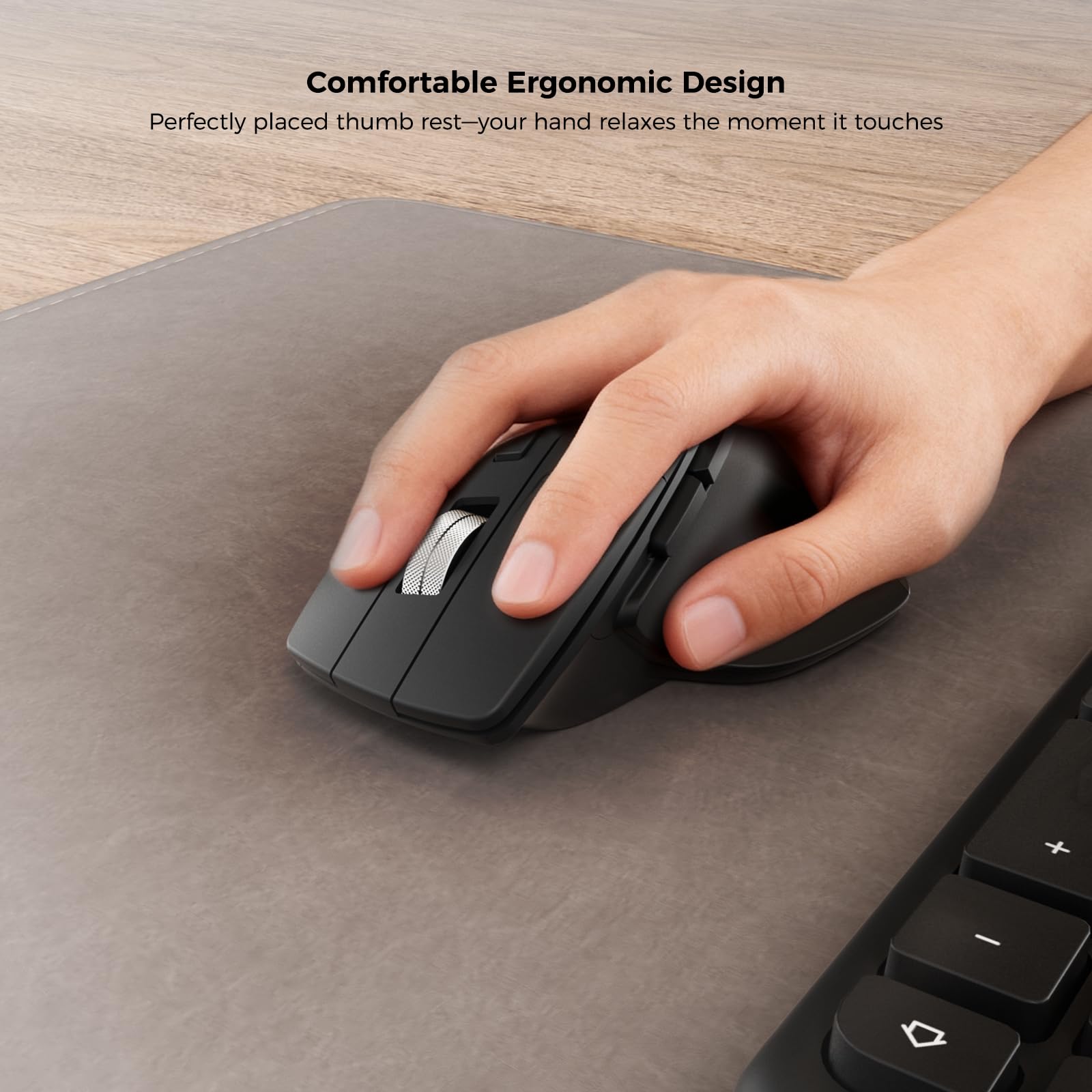 KYSONA Tastiera ergonomica con mouse wireless combinato, tastiera Bluetooth split con poggiapolsi, mouse Ergo DPI a 4 livelli per computer Windows Mac OS, nero