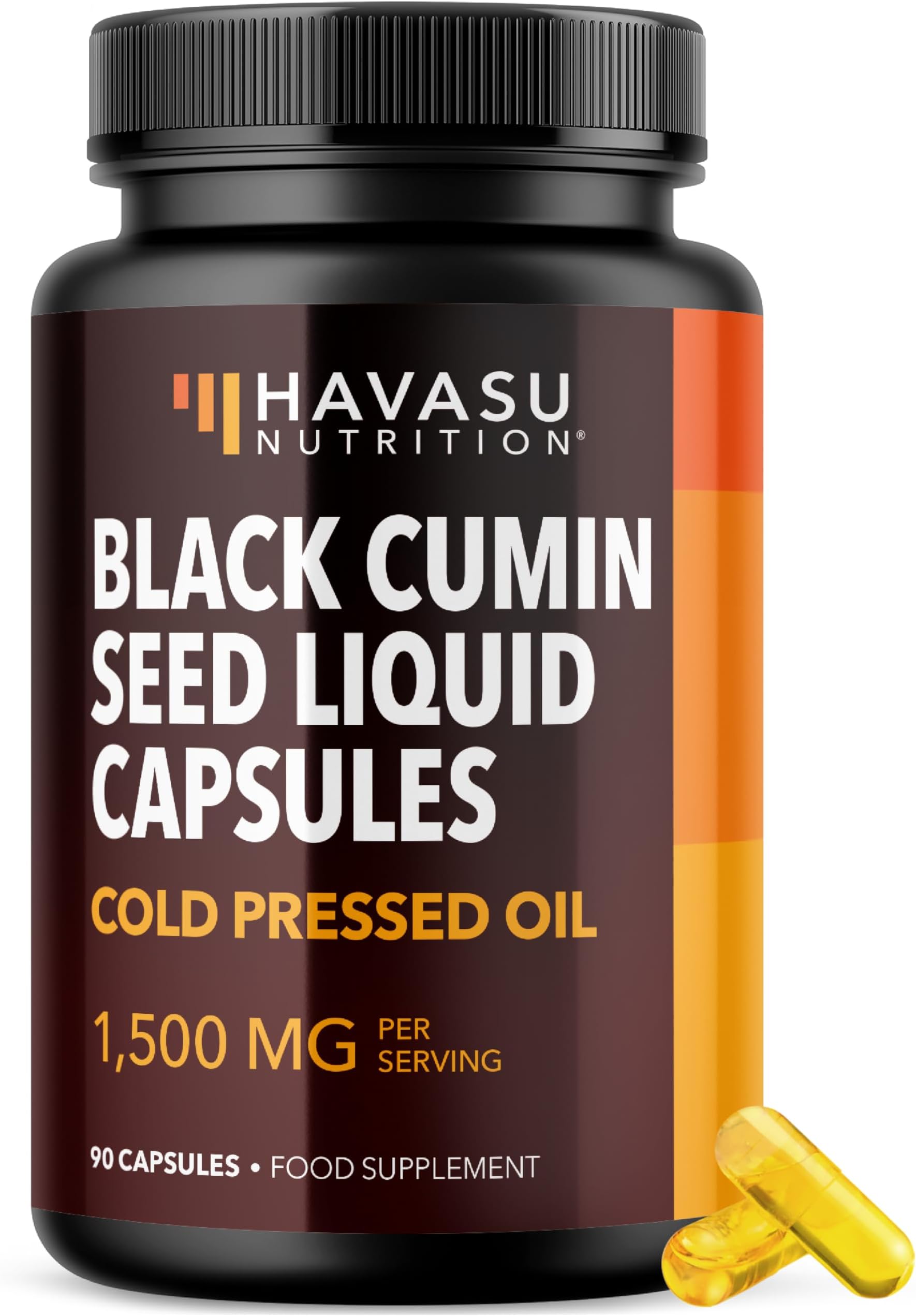 Cold Pressed Black Seed Oil Capsules - 1500mg Black Cumin Supplement for Immune Function, Digestive Support & Overall Health - Hair & Skin Superfood - Nigella Sativa - 1 Month Supply, Unflavoured