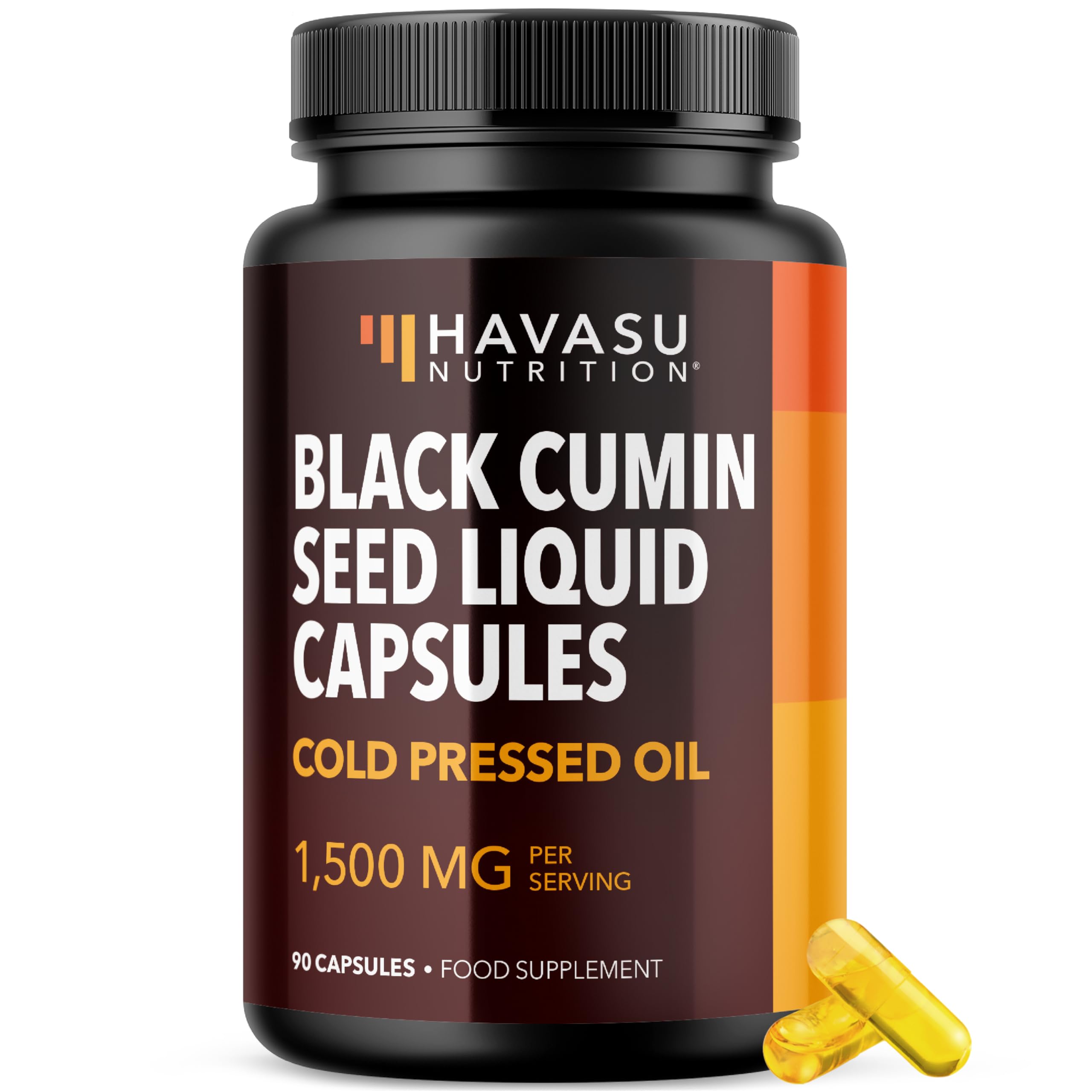 Cold Pressed Black Seed Oil Capsules - 1500mg Black Cumin Supplement for Immune Function, Digestive Support & Overall Health - Hair & Skin Superfood - Nigella Sativa - 1 Month Supply, Unflavoured