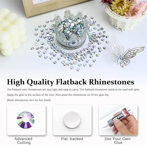 Vista 112 de 4500PCS Resin Flatback Rhinestone, 2mm 3mm 4mm 5mm 6mm Lemon Yellow Flatback Rhinestones for Tumblers, Nails Art, Mugs, Bottles, Craft Decoration