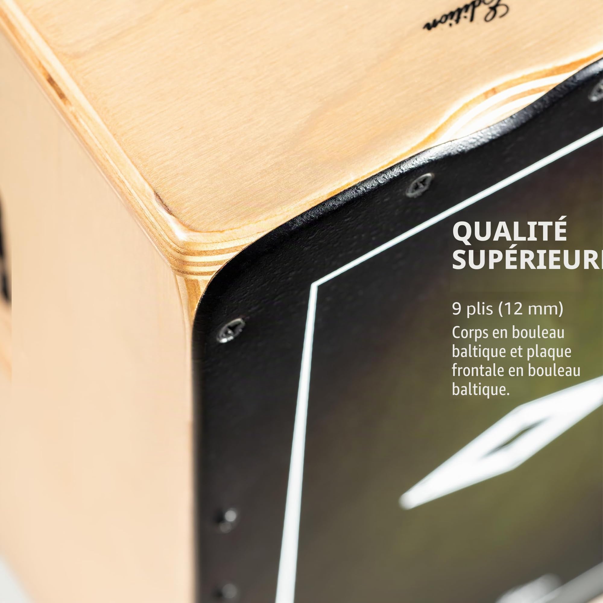 Meinl Cajon Artisan préamplifié pour joueurs avancés/pro - Système de micro piezo interne passif - Façade Dark Olive Burst / Corps en bouleau baltique – FABRIQUE EN ESPAGNE - Ligne Soleá (PAESLDOB)