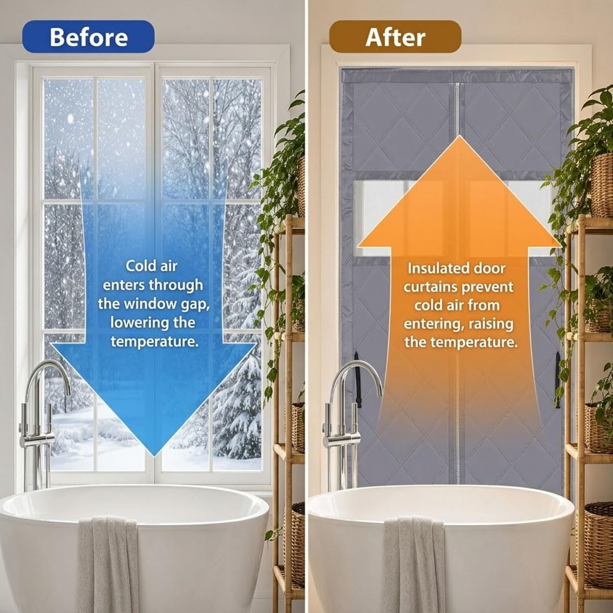 Housse Isolante Fenêtre, Kit D'isolation Thermique for D'hiver, Rideau Isolant Anti Froid en Oxford Coton pour Chambre À Coucher,Salon,Camping-Cars(Noir,220cm H x 180cm W)