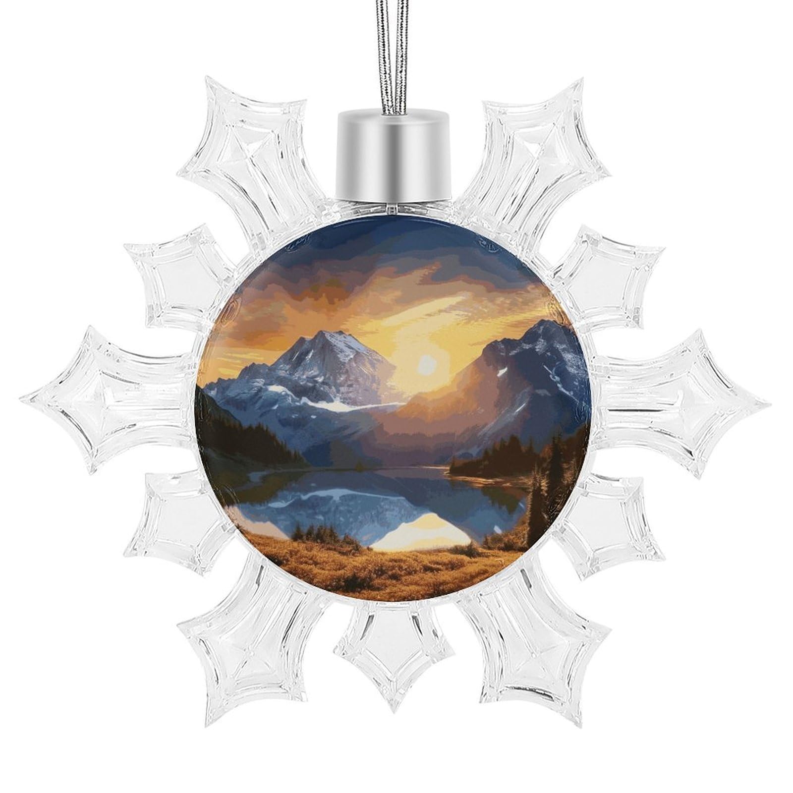 Mountain Sunrise Snowflake Ornaments Cute Snowflake Pendant Exquisite Christmas Tree Ornaments for Christmas Weddings New Year Birthday Holiday Celebration