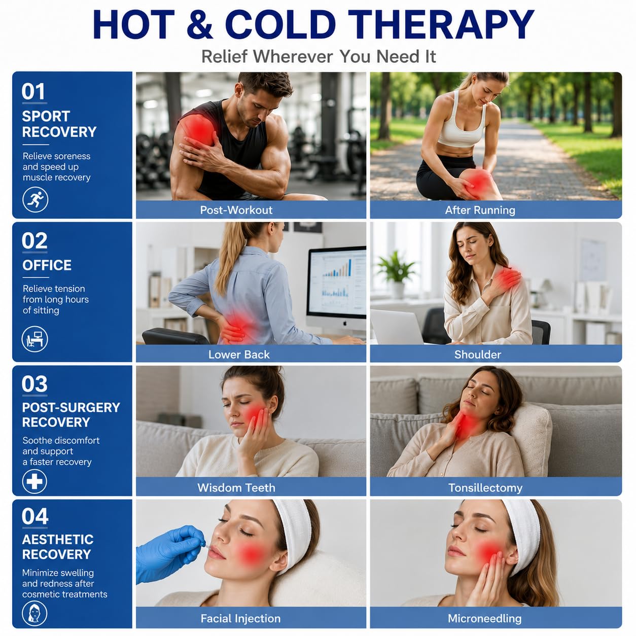 Impacchi di ghiaccio in gel – Piccole impacchi di ghiaccio in gel caldo e freddo, impacco freddo, impacco freddo flessibile, per lesioni, dolori muscolari, riutilizzabili, riabilitazione terapia