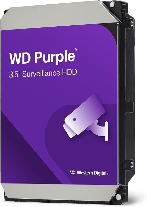 WD Purple 4 TB para videovigilancia de 3,5" Disco Duro Interno, AllFrame 4K, SATA 6 GB/s, 180 TB/año, caché de 128 MB