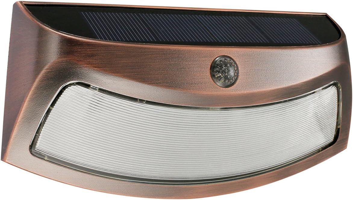 SZHENRY Solar Outdoor Step Light Wireless Waterproof, Auto On/Off Smiling Wall Security Lights for Step Stair,Garden, Patio, Doorway, Outside Wall (Copper)