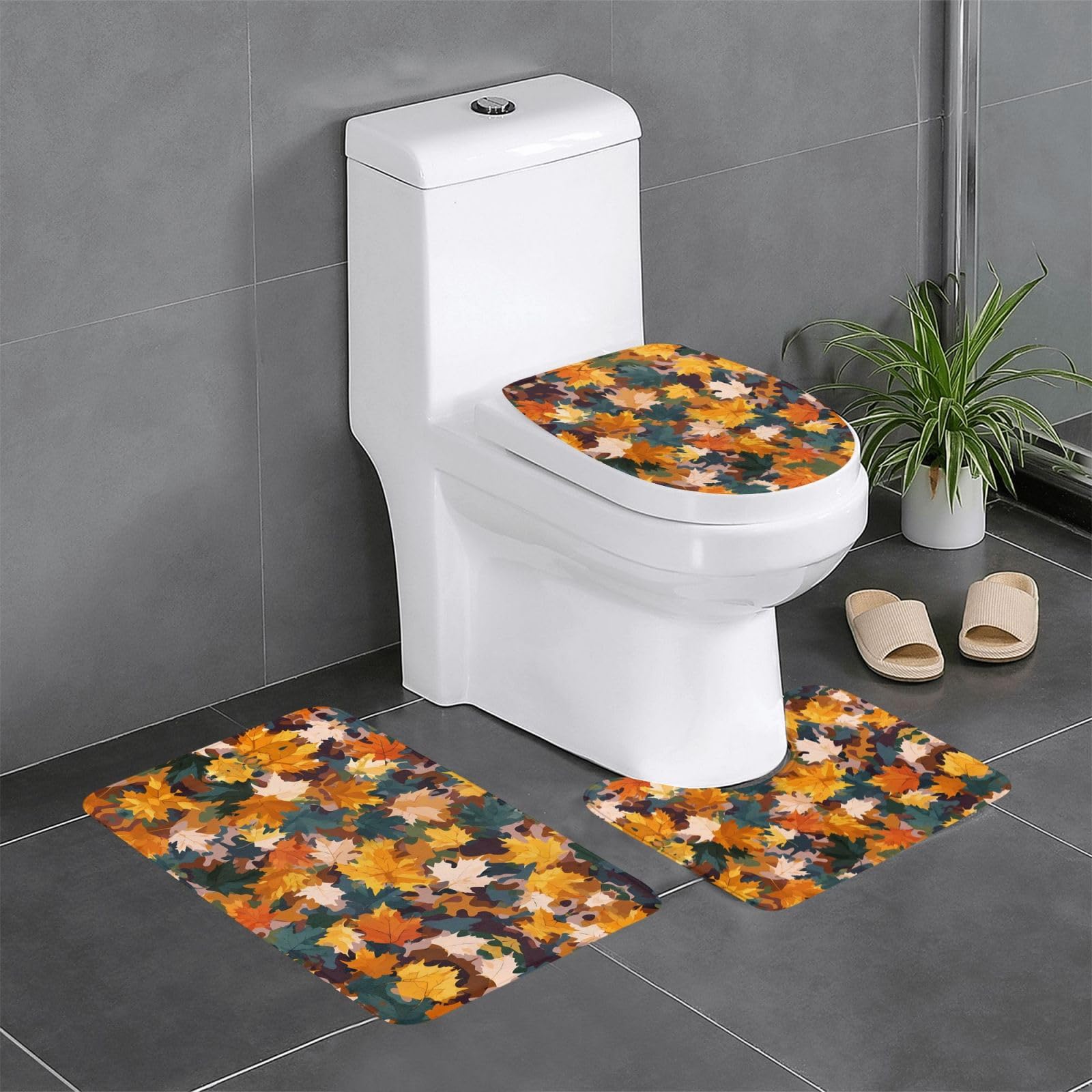 Tapis de salle de bain antidérapants à motif camouflage pour éviter les glissades au sol