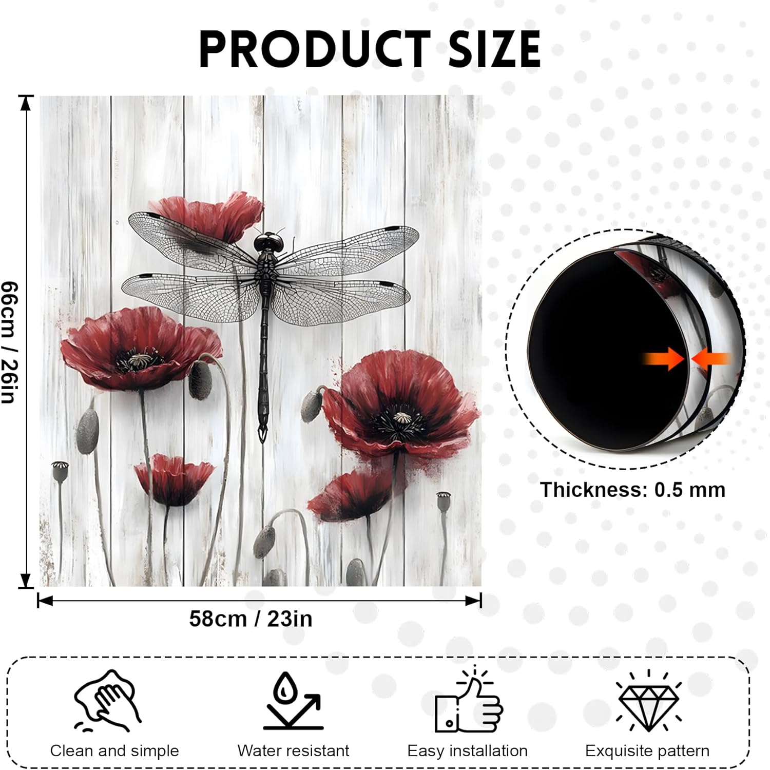 NYZE Dishwasher Magnets Cover Red Flower Dragonfly Dishwasher Magnetic Decorative Cover Removable Reusable Magnet Dish Washer Cover Panel for Dishwashers Refrigerator 23 x 26 Inch