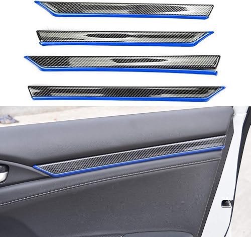 LEXLEY 4 piezas de panel de puerta interior moldura de puerta cubierta ABS estilo fibra de carbono estilo calcomanía accesorios para Honda 4 puertas
