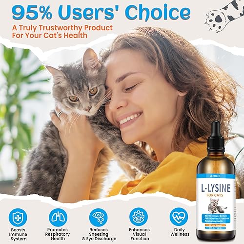 Miniatura 4 de Lisina para gatos apoyo inmunológico, suplemento de L-lisina para gatos, lisinas para la salud respiratoria felina - Reduce los estornudos,