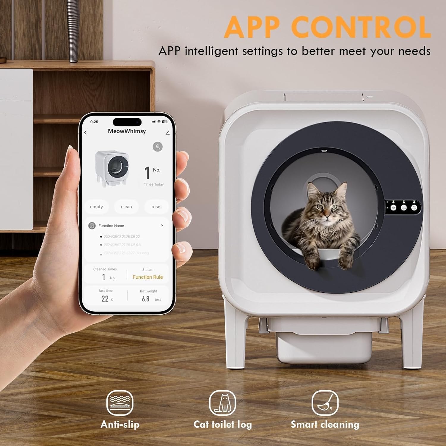 Automatic Cat Litter Box, Self Cleaning Litter Box with App Control, 75l Large Cat Litter Boxs for Multi-Cat Homes, Infrared & Weight Sensors, Odor Eliminator, Easy Cleaning, 20 Trash Bags, Black - image 2