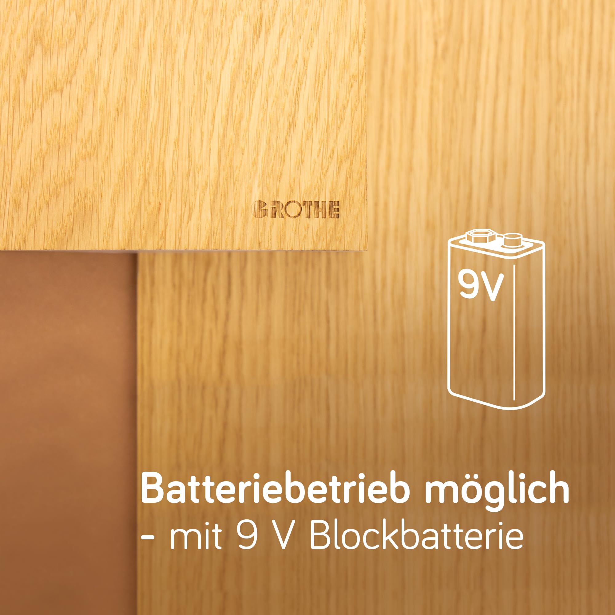 Grothe Mechanischer Gong klassischer Zweiklang-Gong Türklingel Max. 80 dB(A) Batteriebetrieb möglich Hochwertiges Echtholzfurnier Eiche GONG Quadro 100 (Klarer & satter Ton durch echten Glockenstahl)