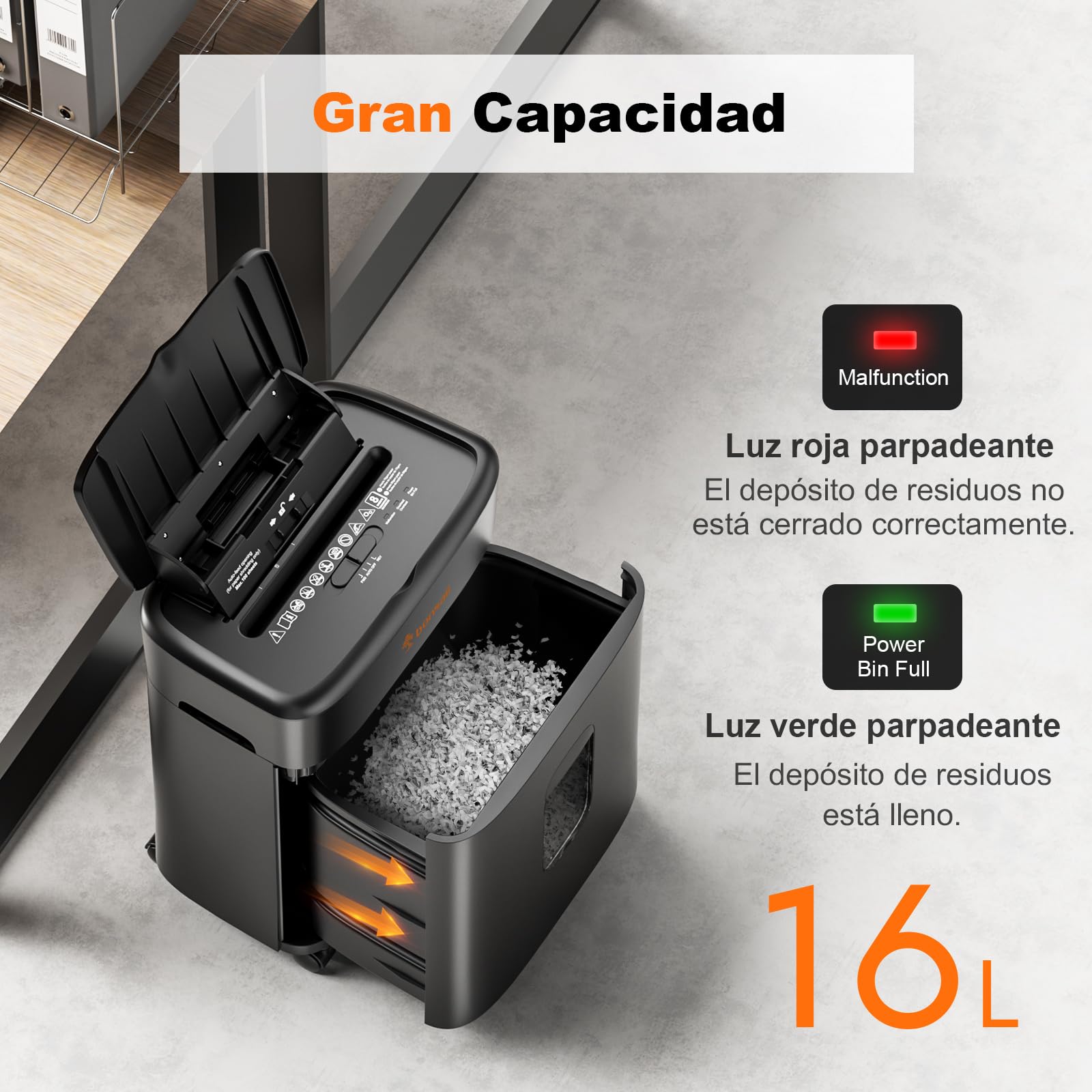 Bonsaii Destructora de Papel 100 Hojas Auto-Feed, Microcorte P-4 | Antiatasco, 30 min continuo, depósito 16 L, silencioso, para hogar y oficina, C231-D