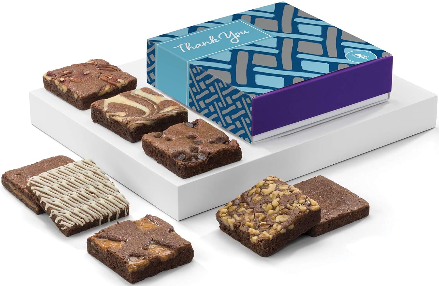 Fairytale Brownies Thank You Dozen Individually Wrapped Gourmet Chocolate Food Gift Basket - 3 Inch Square Full-Size Brownies - 12 Pieces - Item CY112