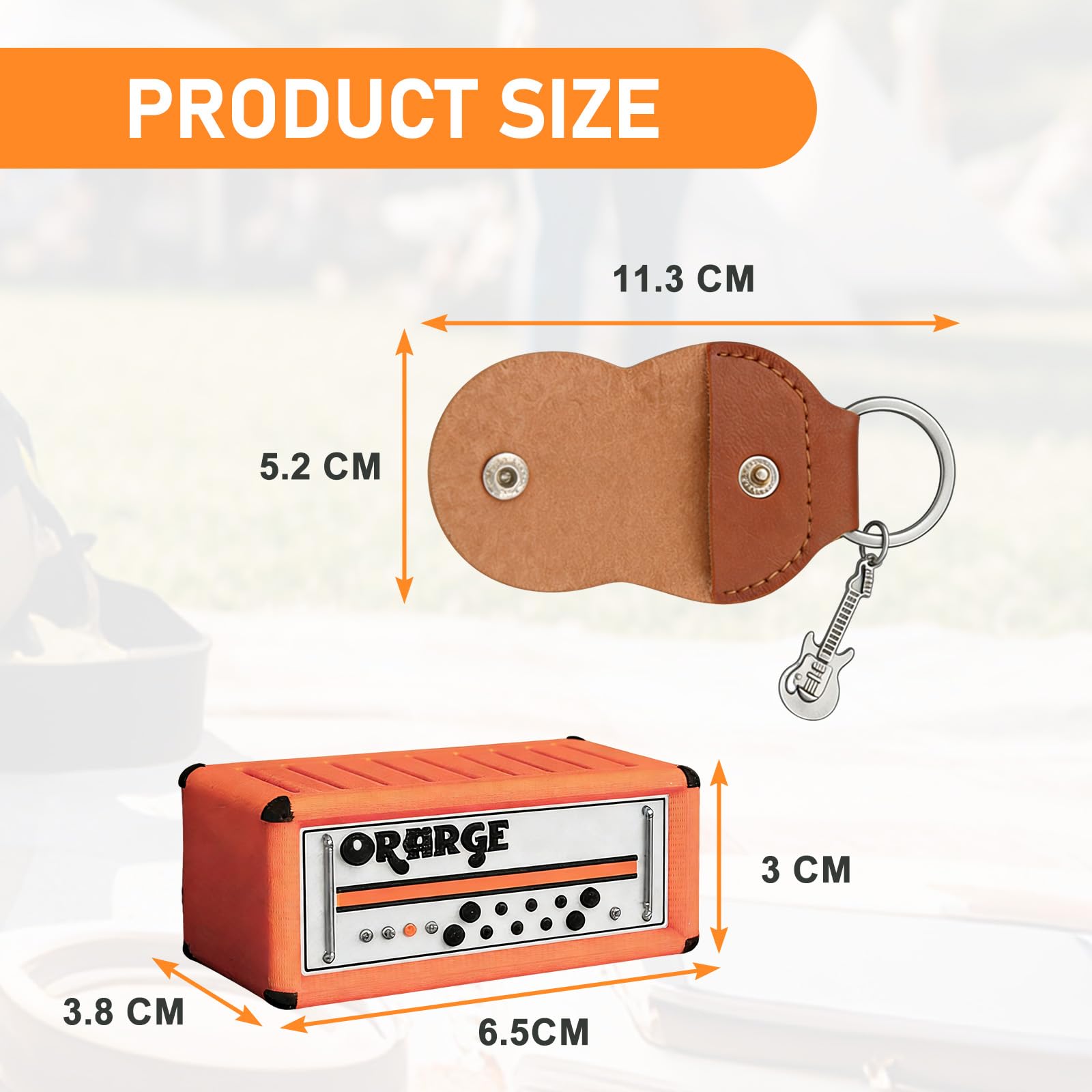 Uchwyt na gitarę, stylowy organizer z 9 przegródkami, skórzane etui i zawieszka na gitarę, brązowy
