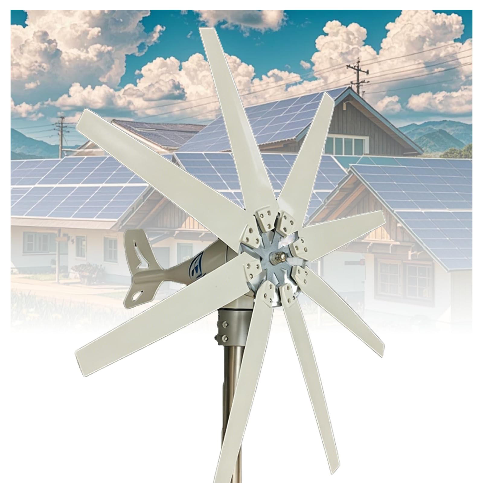 KUSOLE 14000W DC wind turbine generator with 8-blade wind turbine kit and MPPT controller, suitable for home energy replenishment 48V