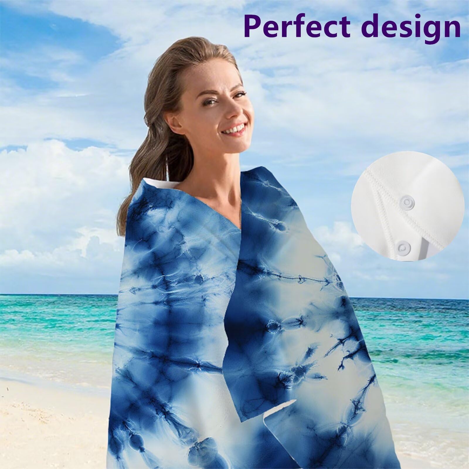 Telo Mare Grande 220x100 cm, Telo Mare Microfibra, 2 Set Asciugamano palestra, Stuoia Spiaggia Compatta, Leggero, Antisabbia, Asciugatura Rapida, per Spiaggia, Viaggi, Sauna (Vortici Astratti) G1-1075