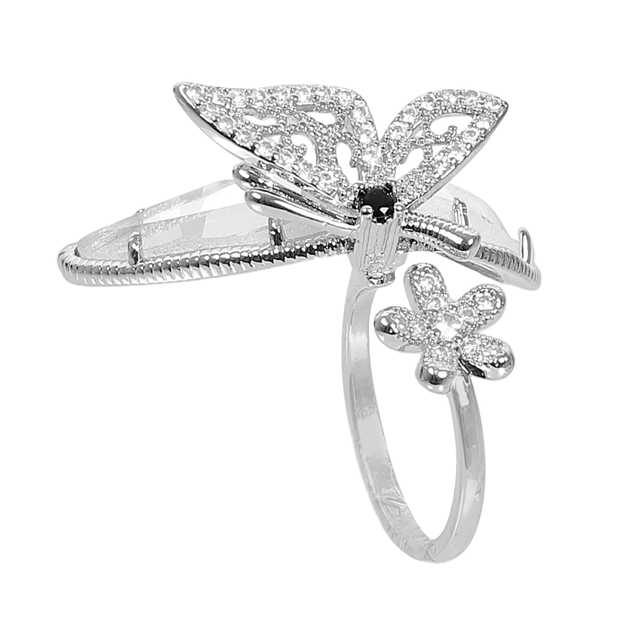 University Trendz Silver Plated Womens Cubic Zirconia Butterfly Cuff Finger Ring (B0D8794DNN) Amazon Price History, Amazon Price Tracker