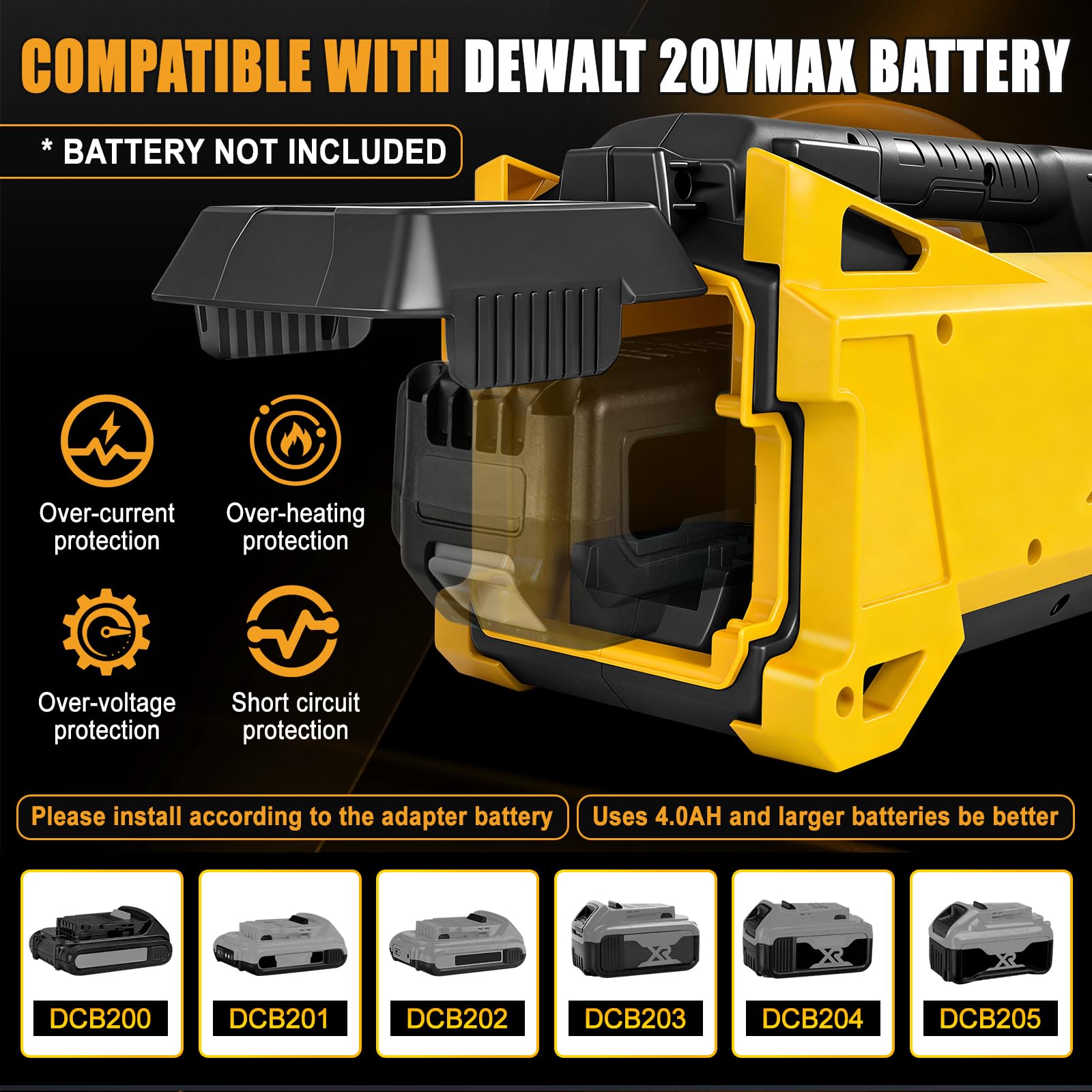 Pompa dell'acqua compatibile con batteria DeWalt da 20 V, senza fili, pompa elettrica autoadescante per casa, piscina, camper, giardino, vasca idromassaggio, stagno acquario (senza batteria)