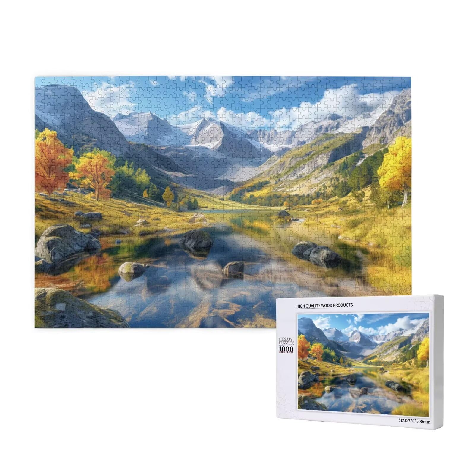 Puzzles Paisaje 1000 Adultos, Puzzle Montaña con Cajas y Cartel, Juego Clásico de Puzzle Arte para Entretenimiento Adultos, Regalos de Decoración del Hogar para Pasatiempos Creativos de Mujeres 2T-804