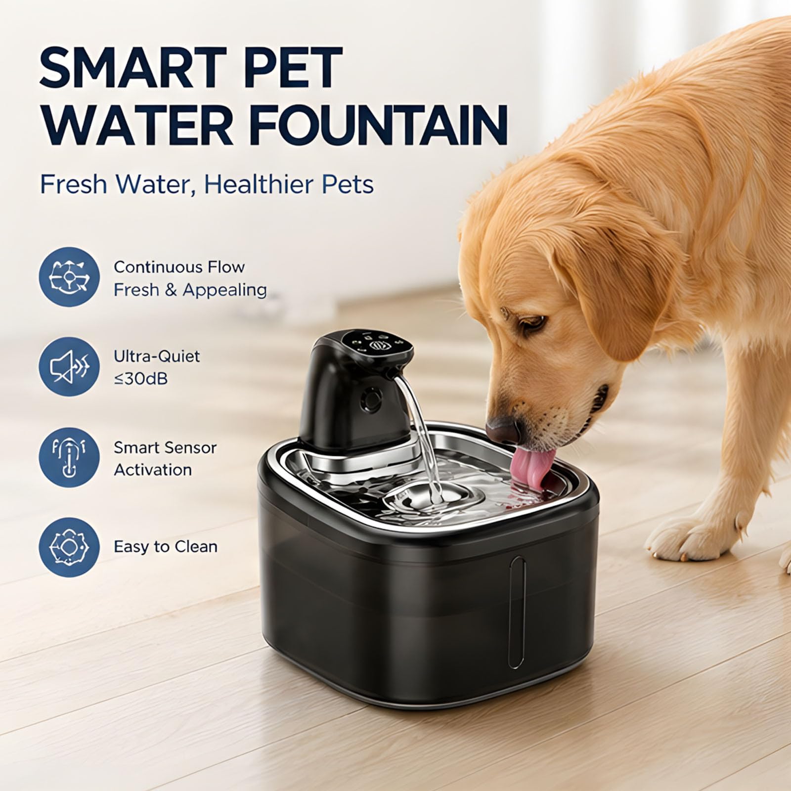Fuente de Agua automática para Gatos para Mascotas, Black