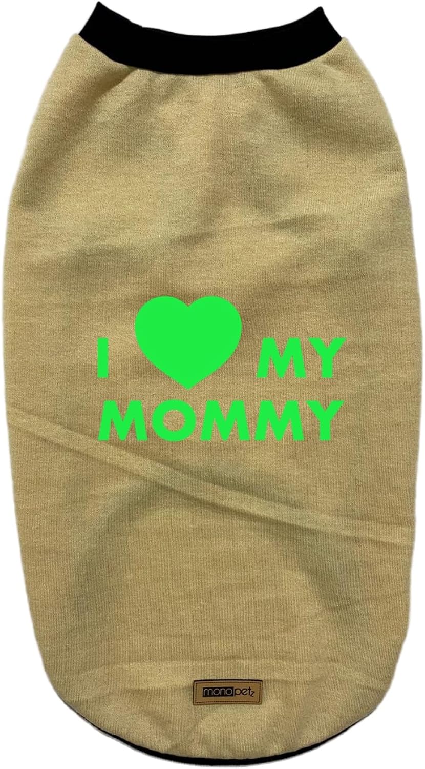 Yeni Sezon Köpek ve Kedi Kıyafeti - Açık Sarı (Taş) I Love Mommy XS Beden