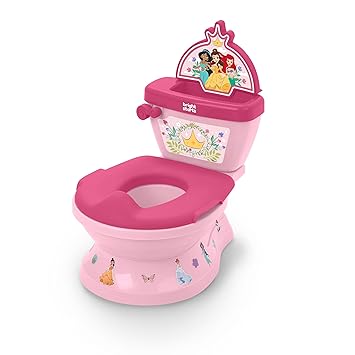 Bright Starts Disney Junior Princess My Size Potty Training Toilet, Toddler Potty Chair with Flushing & Cheering Sounds, Removable Seat with Splash Guard & Handles, Ages 18+ Months, Up to 50 lbs