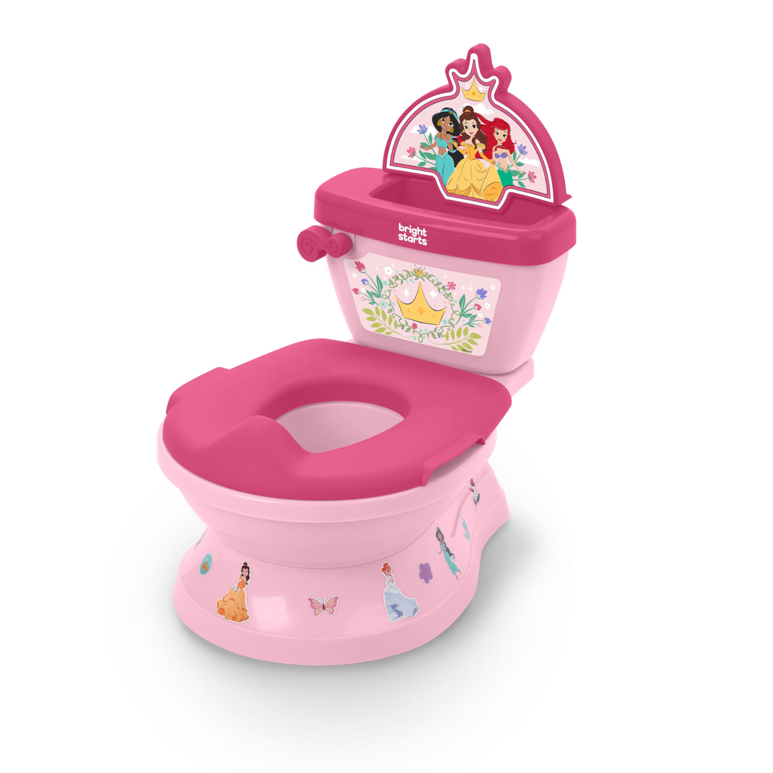 Bright Starts Disney Junior Princess My Size Potty Training Toilet Toddler Potty Chair with Flushing Cheering Sounds Removable