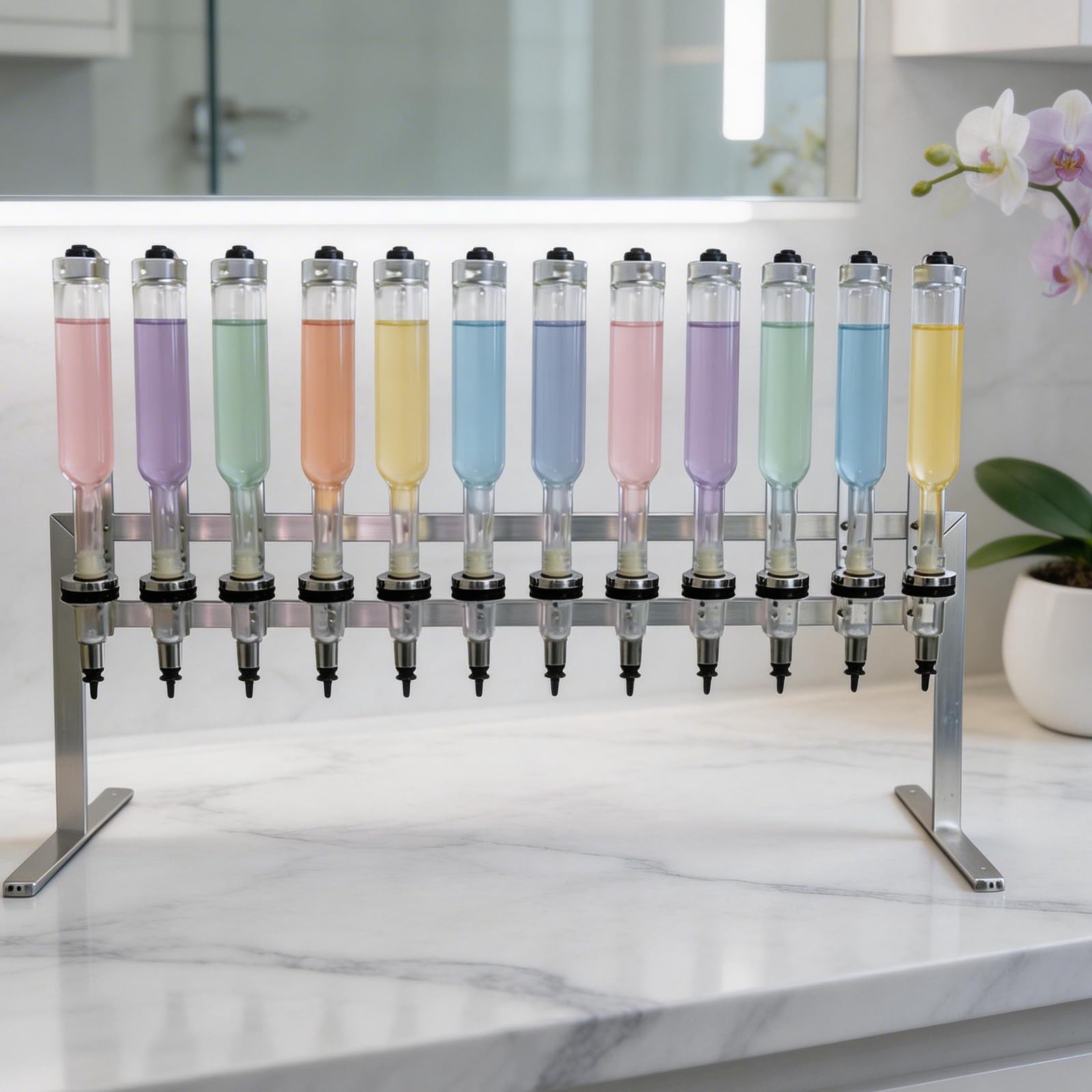 Stazione Di Erogazione Di Profumo Liquido, Riempitrice Manuale Con Teste Della Pompa Regolabili, Flaconi Da 375 Ml E Tazze Per Test, Strumento Di Erogazione Professionale Per Profumeria, Studio