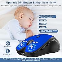 Vista 5 de Mouse for MacBook Wireless Bluetooth Mouse Laptop MacBook Air Mac Pro Rechargeable Silent PC iPad Optical Mouse with Jiggler Dual Mode Switch