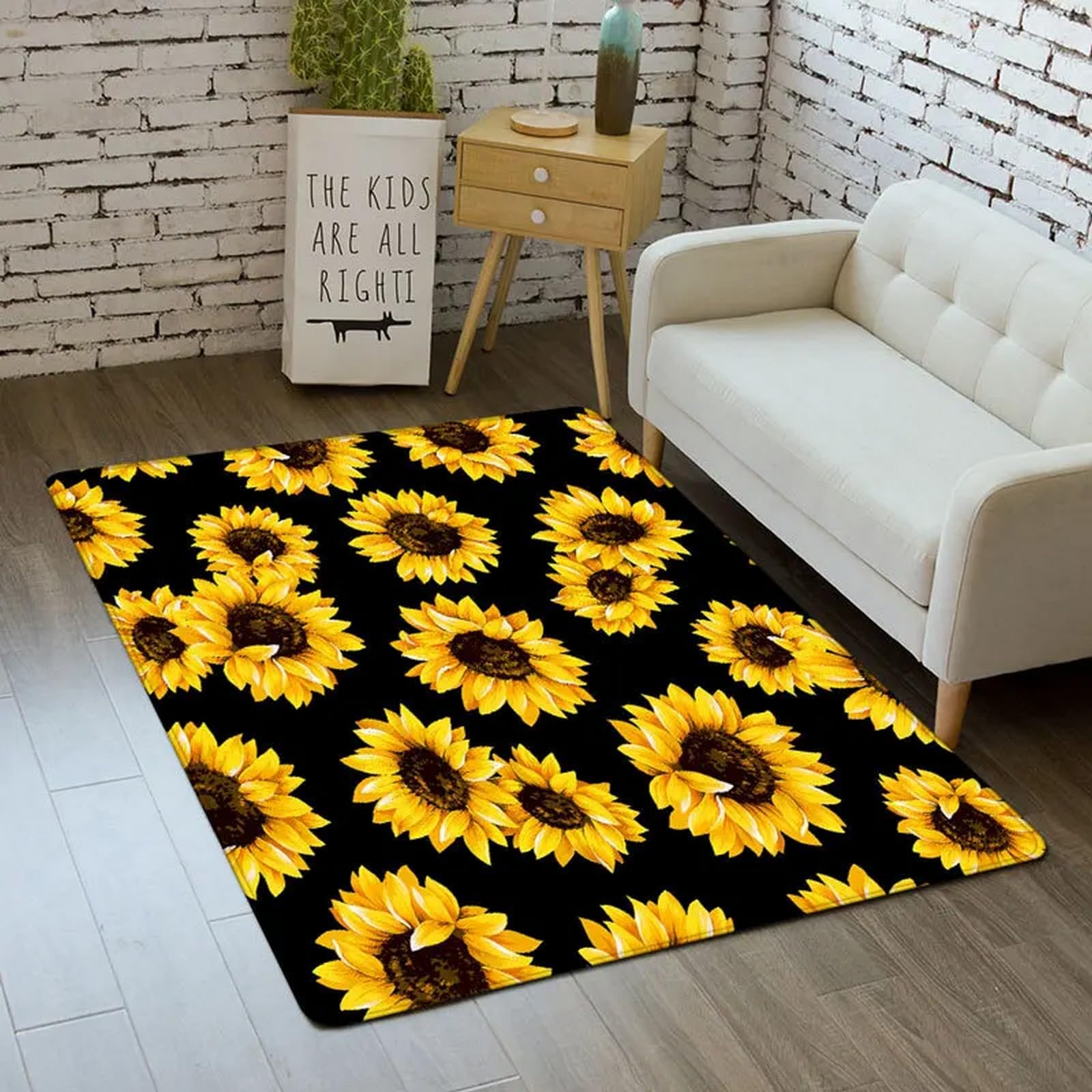 Tapis de salon pour canapé et table à thé décor tournesol
