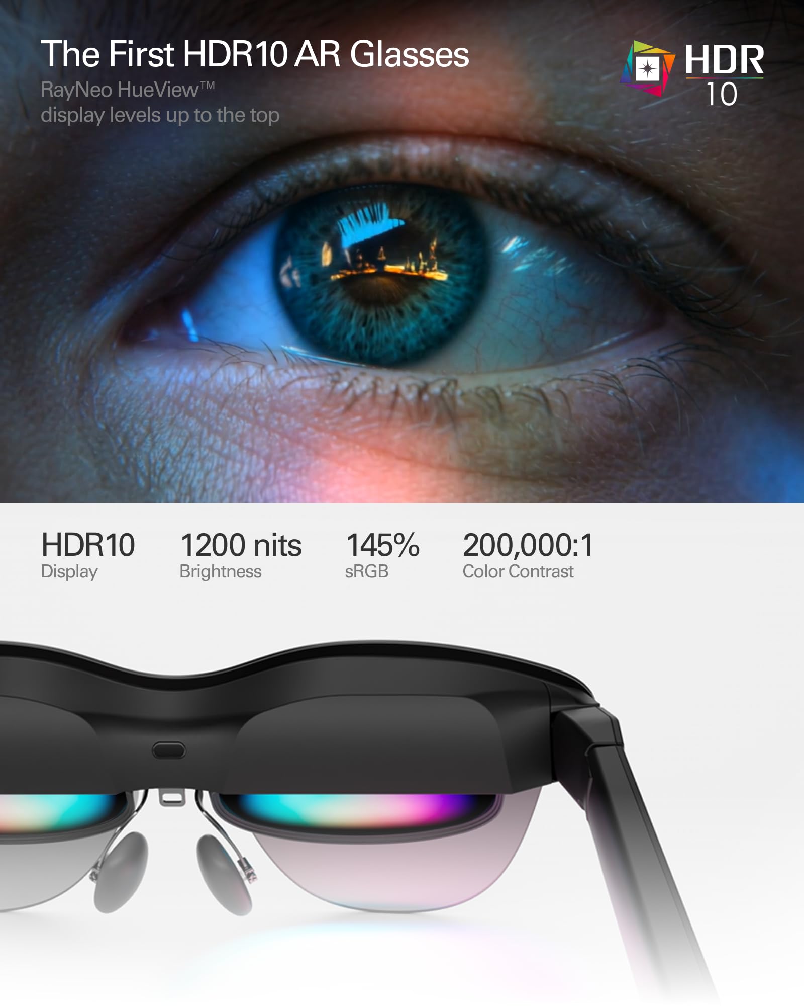 RayNeo Air 4 Pro AR/XR Glasses, HDR10 Display, Vision 4000 Chip, 201" Virtual Cinema, Audio by Bang & Olufsen, 3D Movies & Gaming Smart Glasses for iPhone 17,16,15/Android/Mac/Steam Deck/PS4/5 — view 3