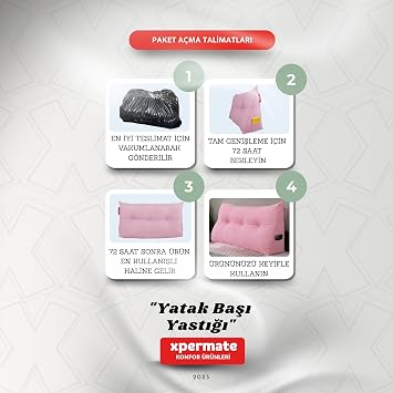 Xpermate Yatak Başı Yastığı Sırt ve Bel Destek Yastığı 90 cm Yaslanma ve Dinlenme Yastığı