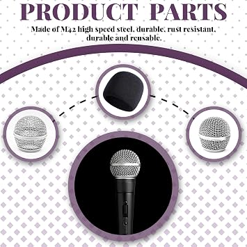 4 Pack SM58 Microphone Head Replacement Standard Size Grille Mic replacement with Foam