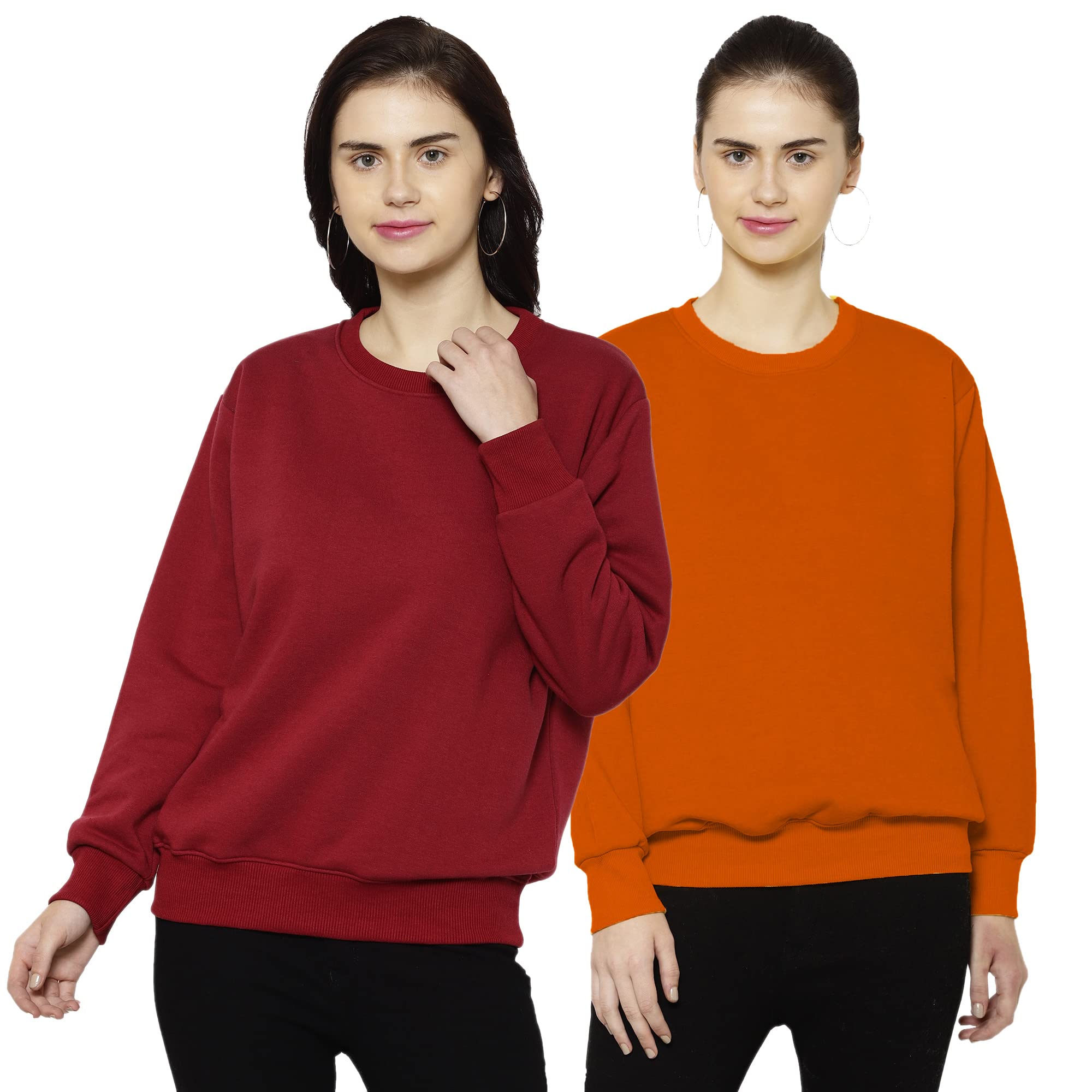 mack jonney Fleece Round Neck Sweatshirt for Women (Pack of 2)-SW_RN_MRN_RST_002-P-picture-36