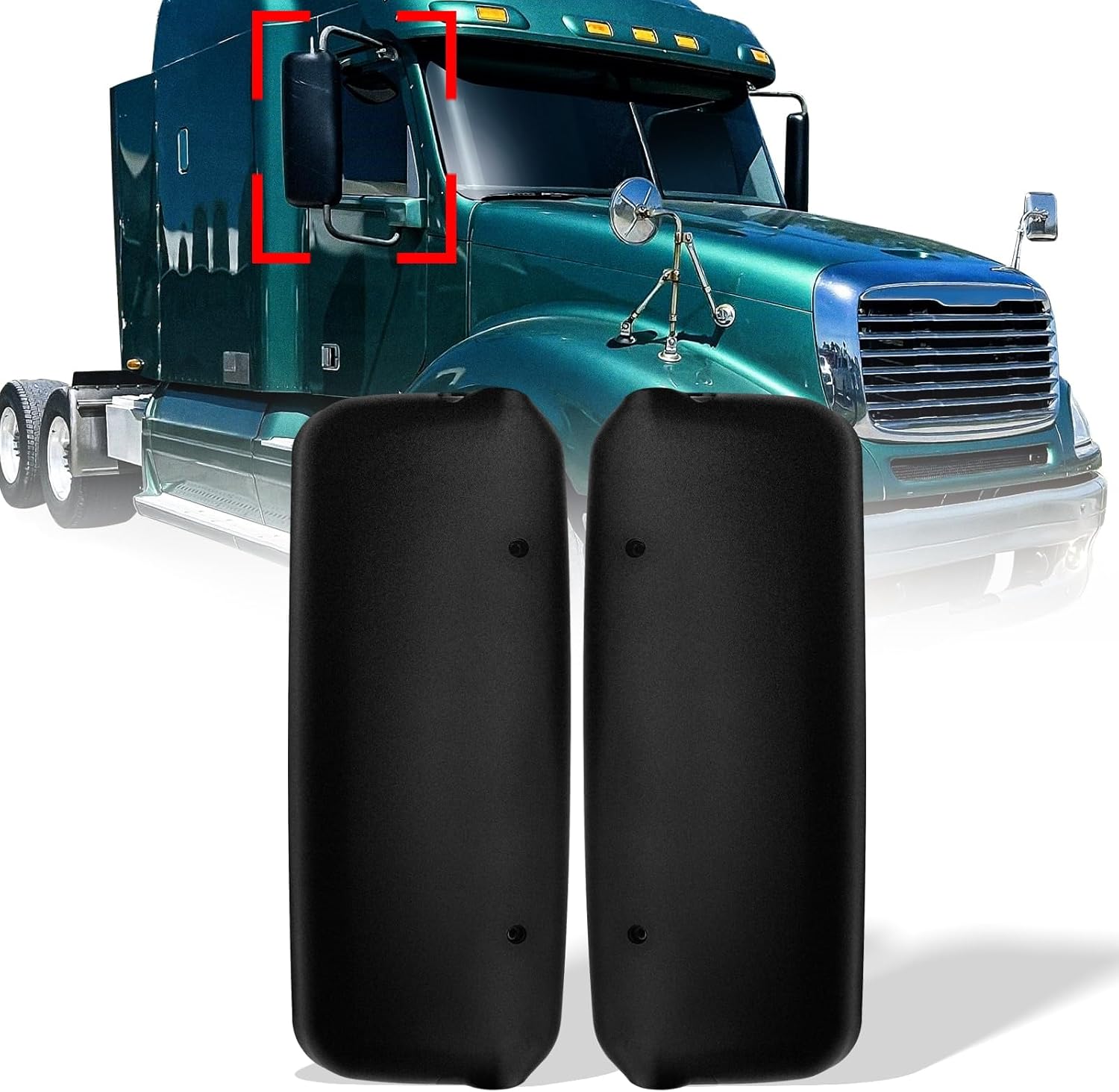 High Soar Chrome Door Mirror Covers Pair for Freightliner Columbia Trucks 2005-2015 (Driver and Passenger Side)