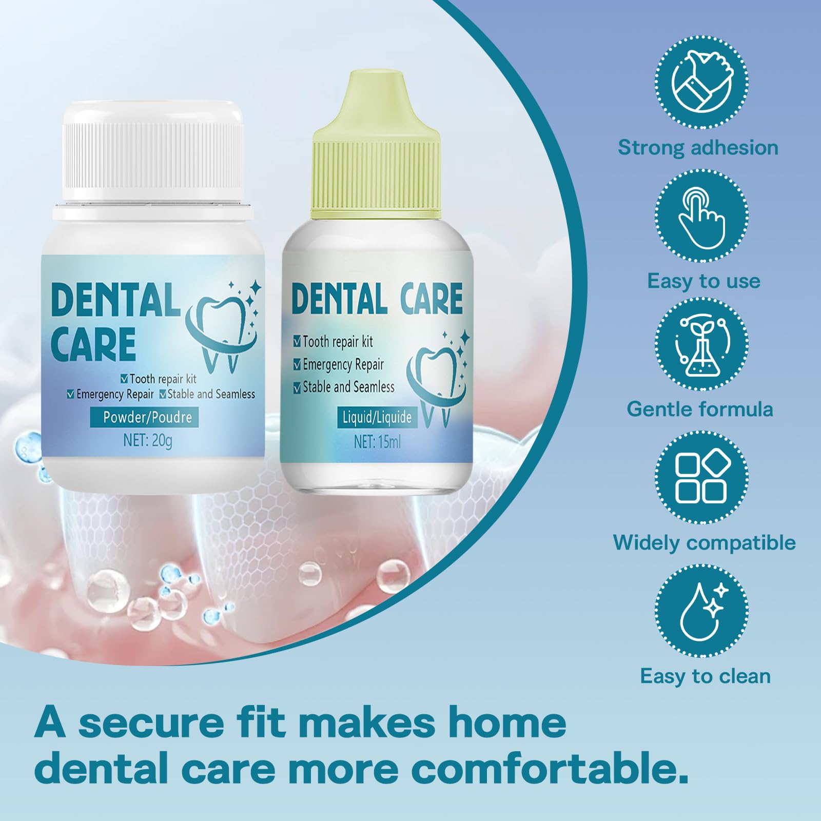 Cemento Dental Kit Reparación Relleno Temporal para Corona Puente Caries