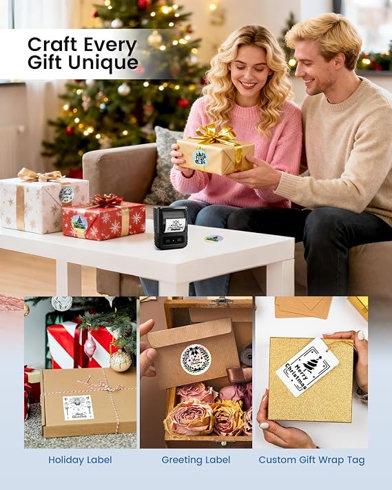 Ponek M102 Label Makers - Barcode Label Printer Label Maker with 7000+ Icons 700+ Templates for Small Business, Address, Ingrediant, QR Code, Clothing, Mailing Gift Tag for Phones & PC, Black