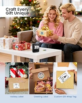 Ponek M102 Label Makers - Barcode Label Printer Label Maker with 7000+ Icons 700+ Templates for Small Business, Address, Ingrediant, QR Code, Clothing, Mailing Gift Tag for Phones & PC, Black